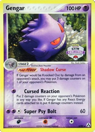 Gengar - 5/92 (Gym Challenge) 5 - League & Championship Cards