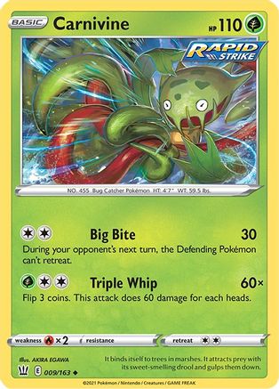 Carnivine 9/163 - SWSH05 Battle Styles Reverse Holofoil