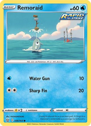 Remoraid 36/163 - SWSH05 Battle Styles Reverse Holofoil