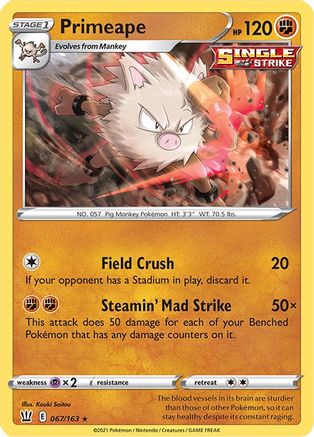 Primeape 67/163 - Battle Styles Reverse Holofoil