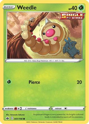 Weedle 1/198 - SWSH06 Chilling Reign Reverse Holofoil