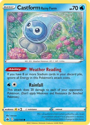 Castform Rainy Form 33/198 - SWSH06 Chilling Reign Reverse Holofoil