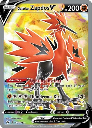 Galarian Zapdos V (Full Art) 173/198 - Chilling Reign Holofoil