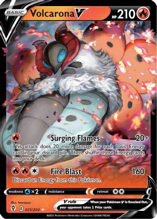 Volcarona V 21/203 - SWSH07 Evolving Skies Holofoil