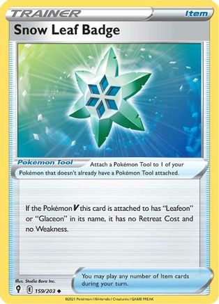 Snow Leaf Badge 159/203 - Evolving Skies Reverse Holofoil