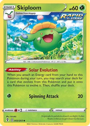 Skiploom 3/203 - Evolving Skies Reverse Holofoil