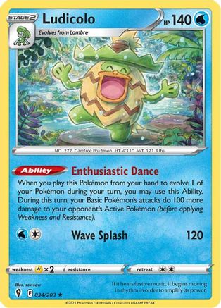 Ludicolo 34/203 - Evolving Skies Holofoil