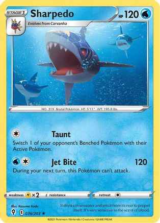 Sharpedo 36/203 - Evolving Skies Reverse Holofoil