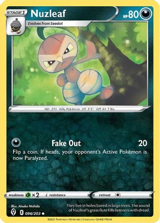 Nuzleaf 96/203 - Evolving Skies Reverse Holofoil