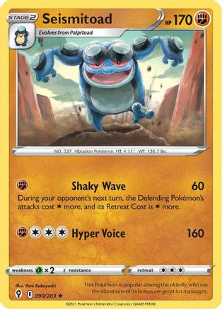 Seismitoad 90/203 - Evolving Skies Reverse Holofoil