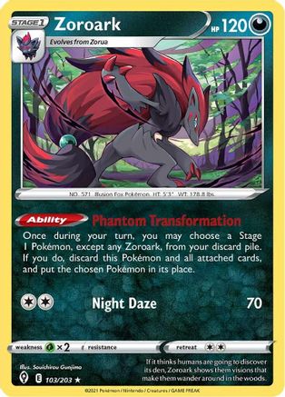 Zoroark 103/203 - SWSH07 Evolving Skies Holofoil