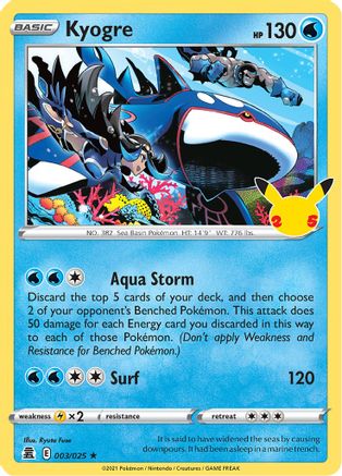 Kyogre 3/25 - Celebrations Holofoil