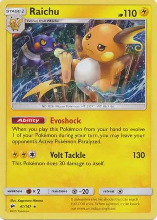 Raichu - 41/147 (Cosmos Holo) 41 - Blister Exclusives Holofoil