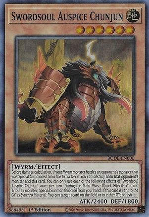 Swordsoul Auspice Chunjun (BODE-EN006) - Burst of Destiny 1st Edition