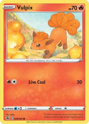 Vulpix (28) 28/264 - SWSH08 Fusion Strike Reverse Holofoil