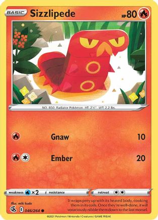 Sizzlipede (46) 46/264 - SWSH08 Fusion Strike Reverse Holofoil