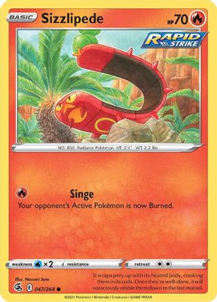 Sizzlipede (47) 47/264 - SWSH08 Fusion Strike Reverse Holofoil