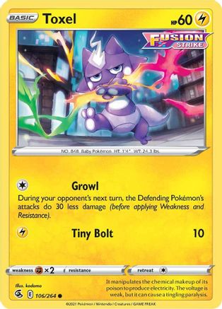 Toxel (106) 106/264 - SWSH08 Fusion Strike Reverse Holofoil