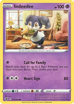 Indeedee 127/264 - SWSH08 Fusion Strike Reverse Holofoil