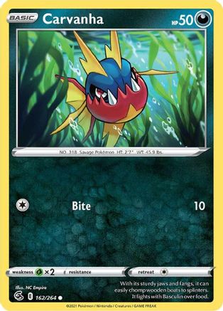 Carvanha 162/264 - SWSH08 Fusion Strike Reverse Holofoil