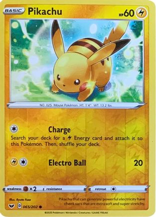 Pikachu - 065/202 (Reverse Cosmos Holo) 65 - Miscellaneous Cards & Products Reverse Holofoil