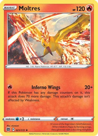 Moltres 21/172 - SWSH09 Brilliant Stars Reverse Holofoil