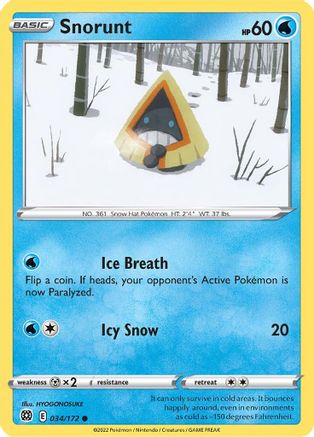 Snorunt 34/172 - SWSH09 Brilliant Stars Reverse Holofoil