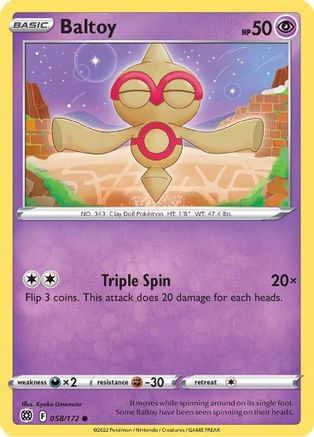 Baltoy 58/172 - SWSH09 Brilliant Stars Reverse Holofoil