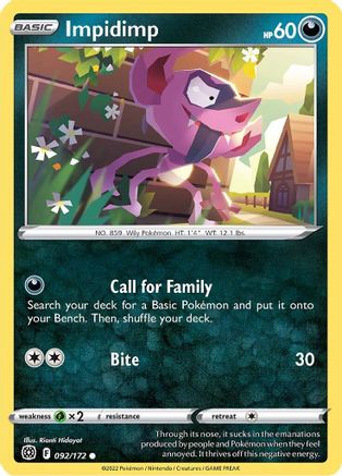 Impidimp 92/172 - SWSH09 Brilliant Stars Reverse Holofoil