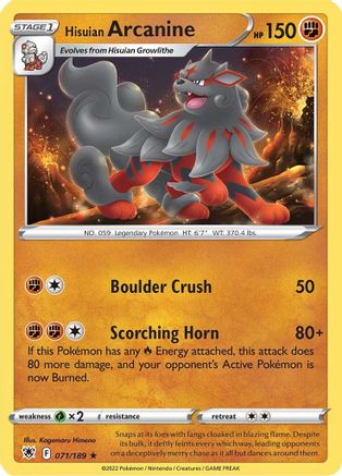 Hisuian Arcanine 71/189 - Astral Radiance Reverse Holofoil