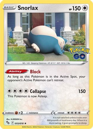 Snorlax 55/78 - Pokemon GO Holofoil