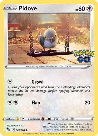 Pidove 61/78 - Pokemon GO Reverse Holofoil