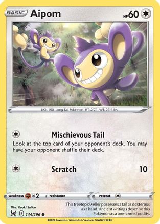 Aipom 144/196 - Lost Origin Reverse Holofoil