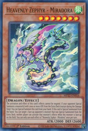 Heavenly Zephyr - Miradora (MP22-EN016) - 2022 Tin of the Pharaoh's Gods 1st Edition