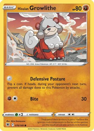 Hisuian Growlithe - 070/189 (Cosmos Holo) 70 - Deck Exclusives Holofoil