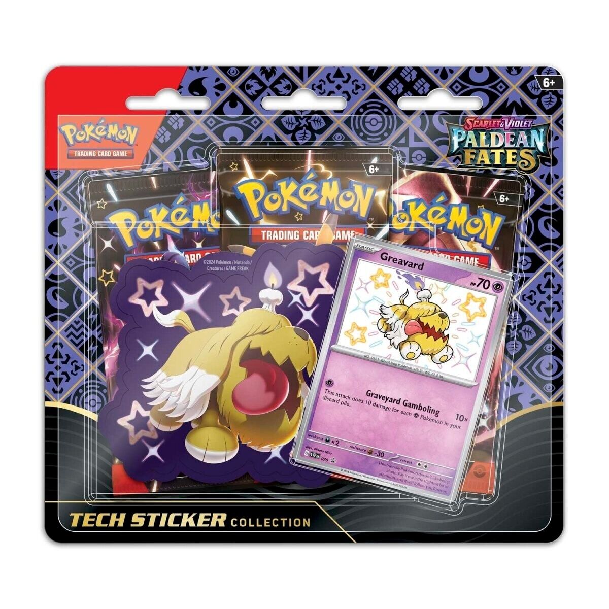 Pokemon Paldean Fates Sticker Collection 3 Pack (Maschiff / Greavard / Fidough)