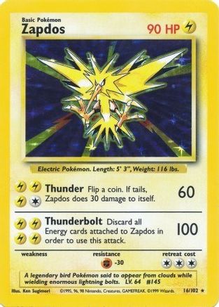 Zapdos 16/102 - Base Set Holofoil