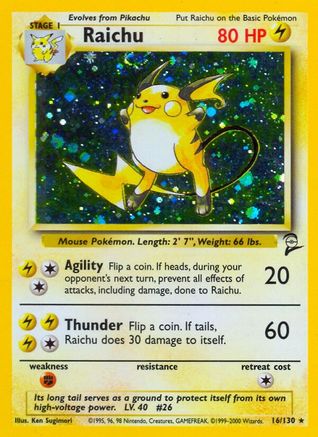 Raichu 16/130 - Base Set 2 Holofoil