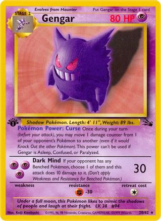 Gengar 20/62 - Fossil 1st Edition