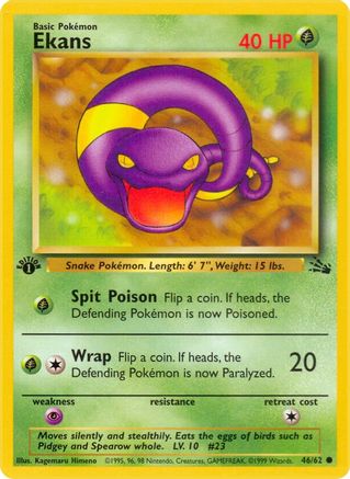 Ekans 46/62 - Fossil 1st Edition