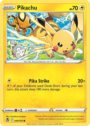 Pikachu 49/195 - SWSH12 Silver Tempest Reverse Holofoil