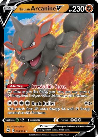 Hisuian Arcanine V 90/195 - SWSH12 Silver Tempest Holofoil