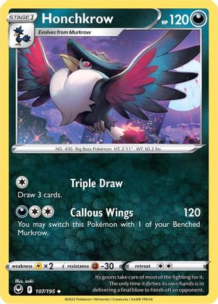 Honchkrow 107/195 - Silver Tempest Reverse Holofoil