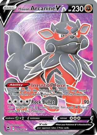 Hisuian Arcanine V 179/195 - Silver Tempest Holofoil