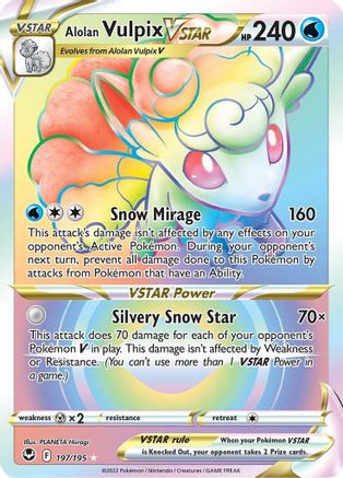 Alolan Vulpix VSTAR (Secret) - 197/195 - SWSH12 Silver Tempest Holofoil