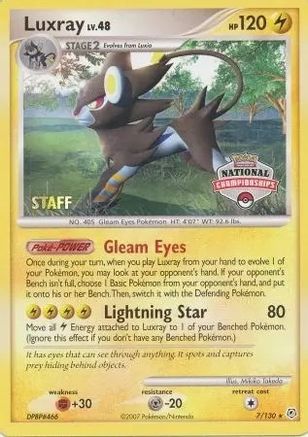 Luxray - 7/130 (National Championships) [Staff] 7 - League & Championship Cards