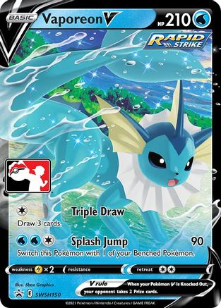 Vaporeon V SWSH150 - Prize Pack Series Cards Holofoil