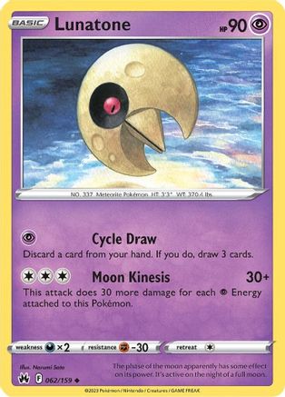 Lunatone 62/159 - Crown Zenith Reverse Holofoil