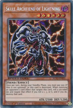 Skull Archfiend of Lightning (Secret Rare) (SGX3-ENE01) - Speed Duel GX: Duelists of Shadows 1st Edition