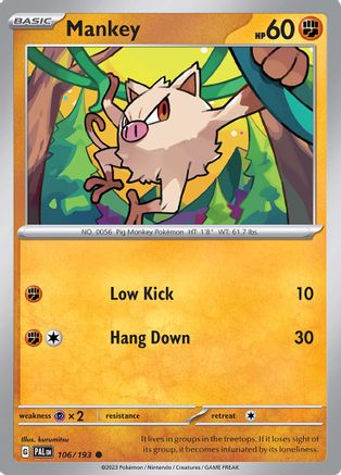 Mankey 106 - SV02 Paldea Evolved Reverse Holofoil